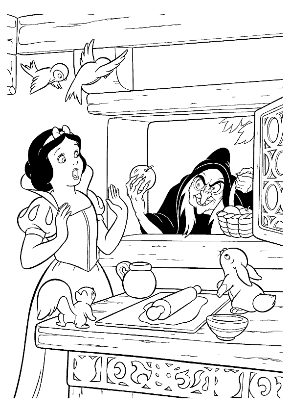 Coloring page: Snow White and the Seven Dwarfs (Fairy Tales and Stories) #133976 - Free Printable Coloring Pages