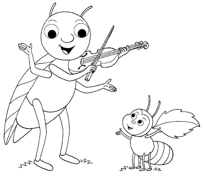 Coloring page: The Cicada and the Ant (Fairy Tales and Stories) #191441 - Free Printable Coloring Pages