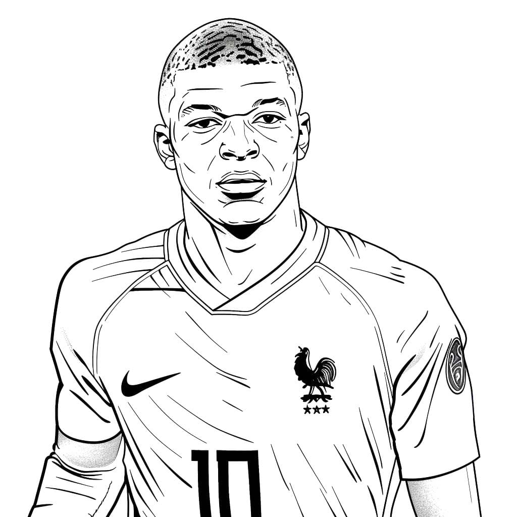 Free printable Kylian Mbappe coloring page #218344 from Famous people collection