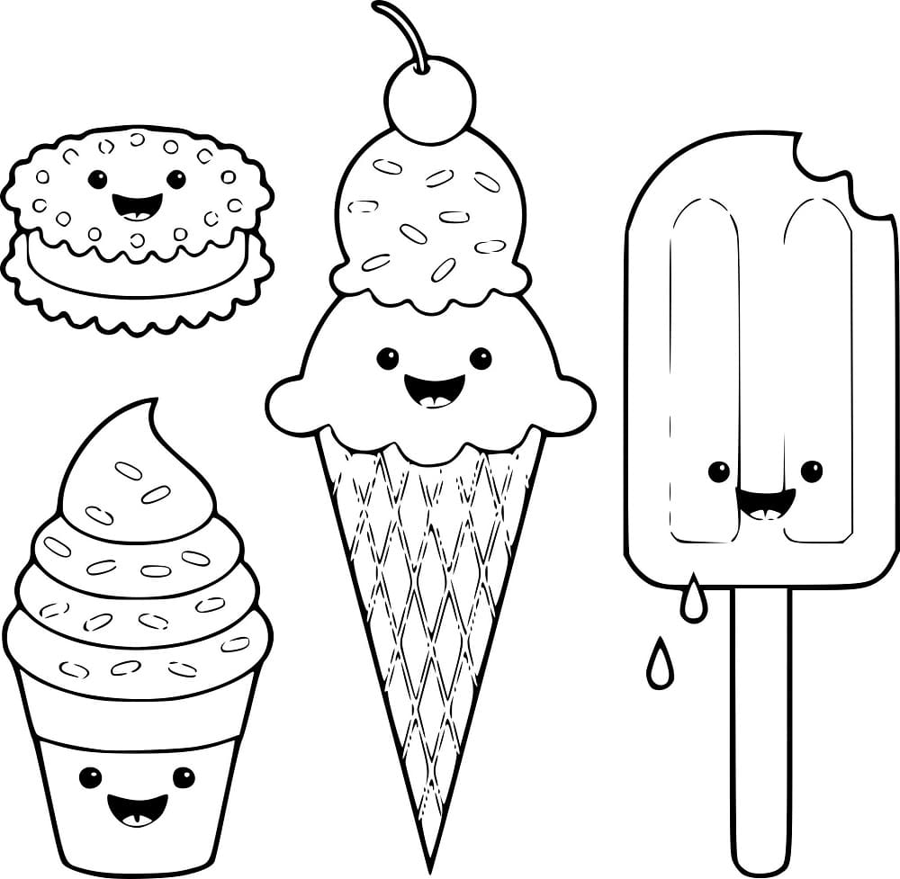 Coloring page: Kawaii Food (Food and Nutrition) #209285 - Free Printable Coloring Pages
