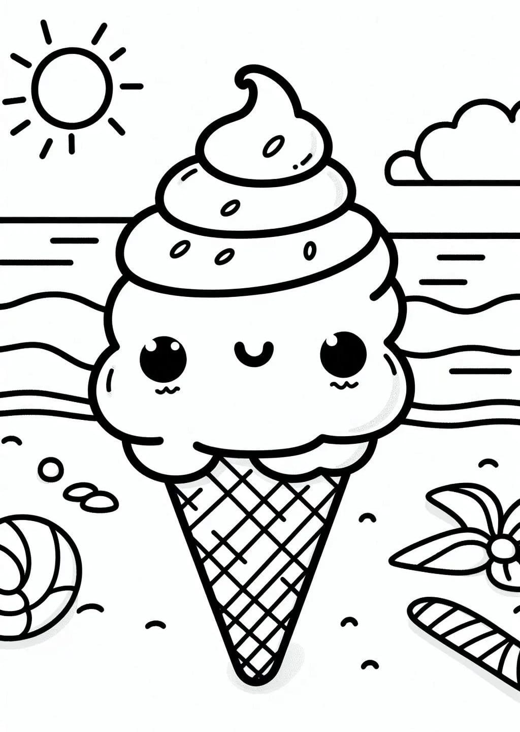 Free printable Kawaii Ice Cream coloring page #216315 from Food and Nutrition collection