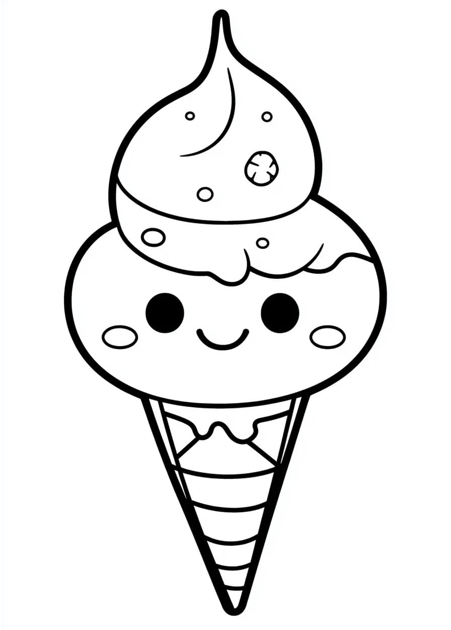 Coloring page: Kawaii Ice Cream (Food and Nutrition) #216325 - Free Printable Coloring Pages