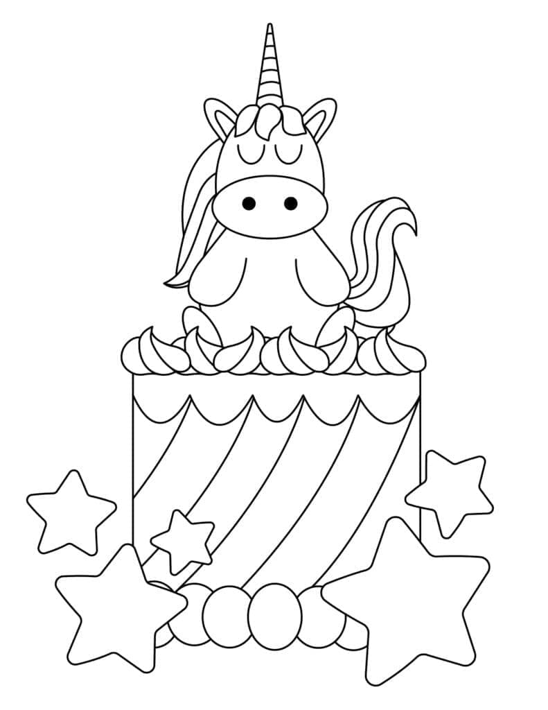 Free printable Unicorn Cake coloring page #212736 from Food and Nutrition collection Free printable Unicorn Cake coloring page #212736 from Food and Nutrition collection