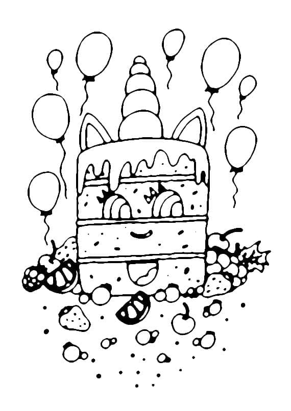 Free printable Unicorn Cake coloring page #212745 from Food and Nutrition collection