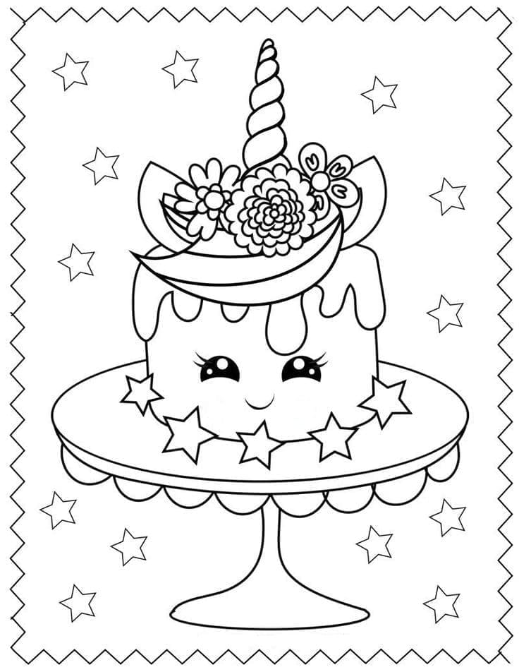 Free printable Unicorn Cake coloring page #212751 from Food and Nutrition collection