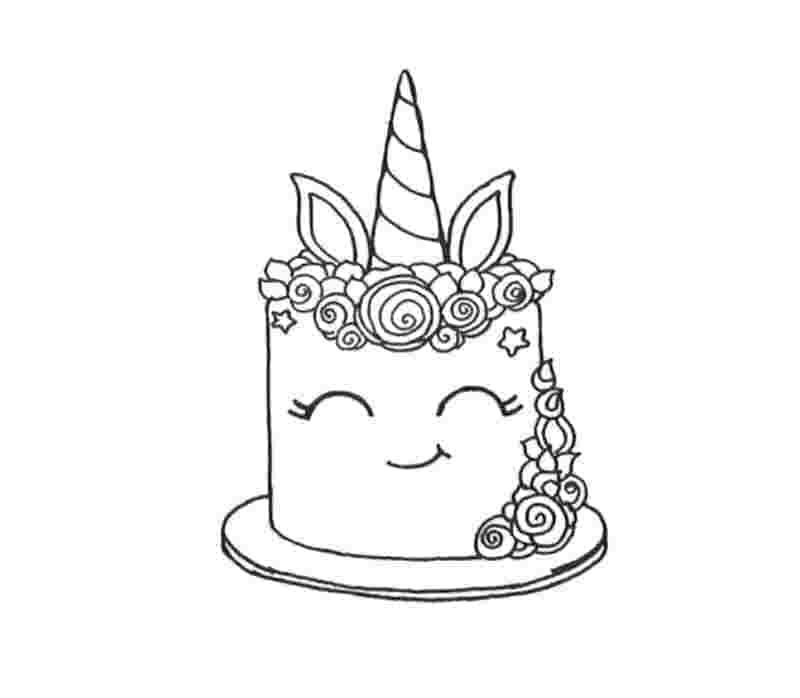 Free printable Unicorn Cake coloring page #212757 from Food and Nutrition collection