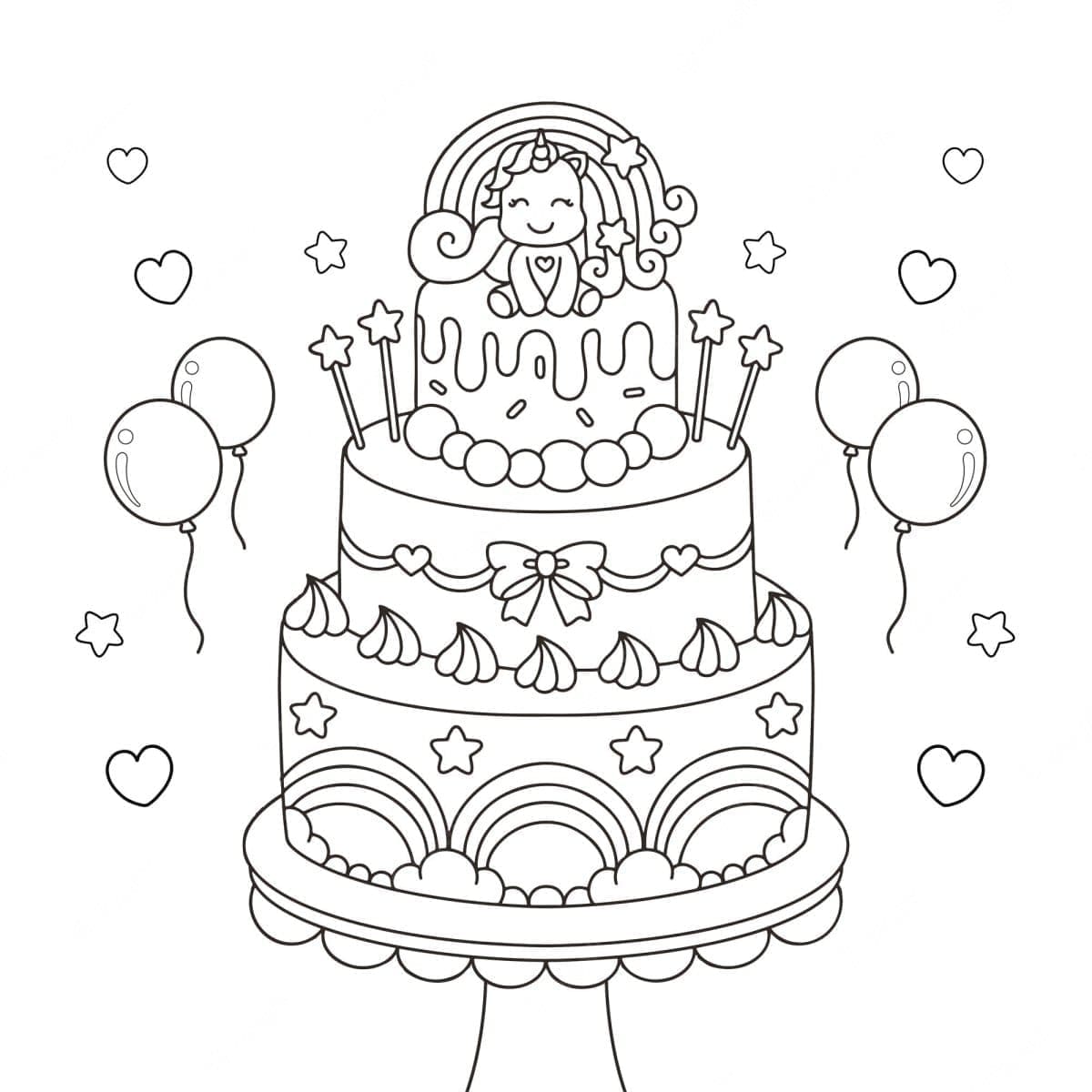Free printable Unicorn Cake coloring page #212761 from Food and Nutrition collection
