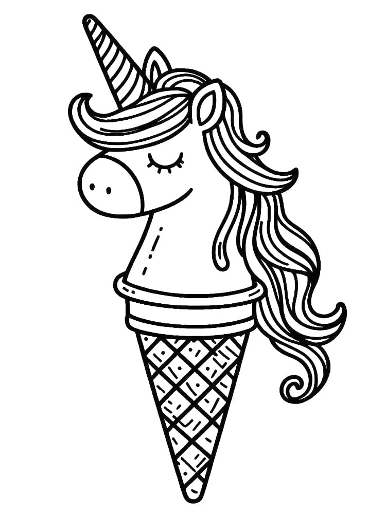 Coloring page: Unicorn Ice Cream (Food and Nutrition) #211759 - Free Printable Coloring Pages