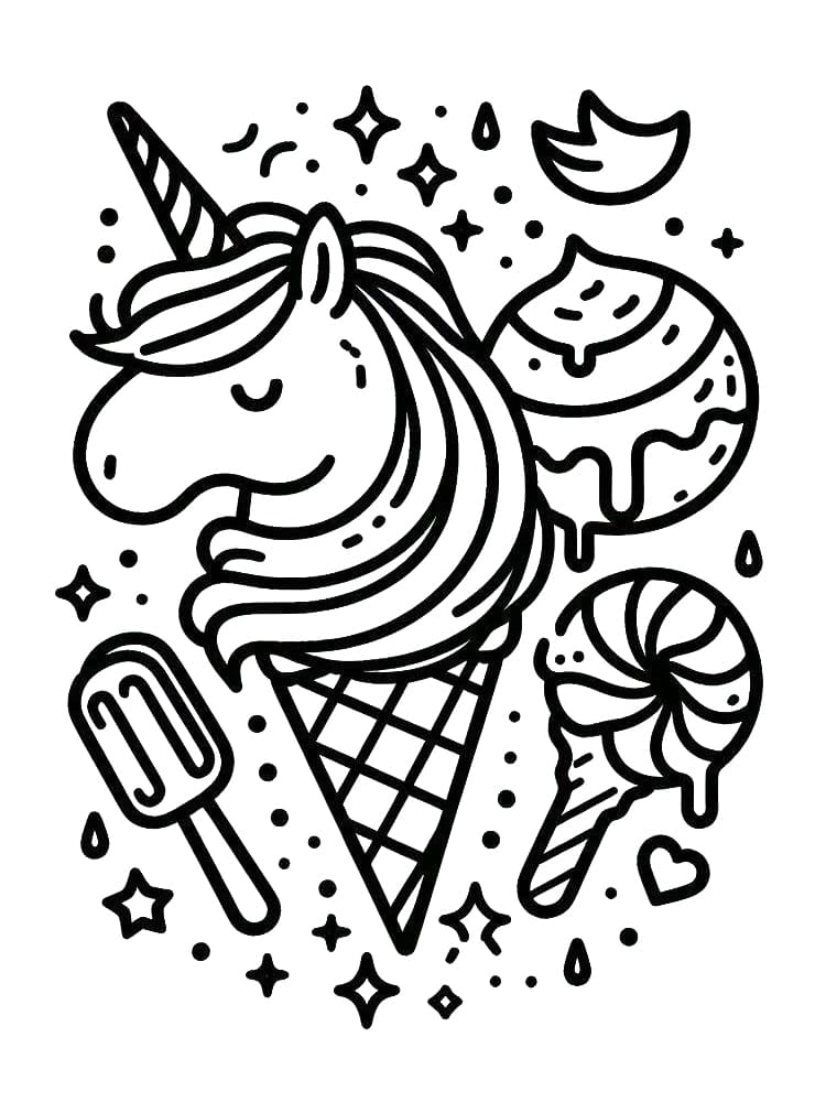 Free printable Unicorn Ice Cream coloring page #211771 from Food and Nutrition collection Free printable Unicorn Ice Cream coloring page #211771 from Food and Nutrition collection