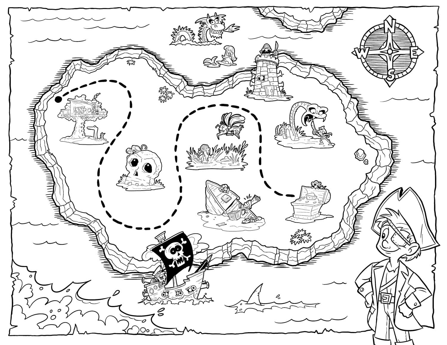 Free printable Treasure Map coloring page #211532 from Geography and Places collection