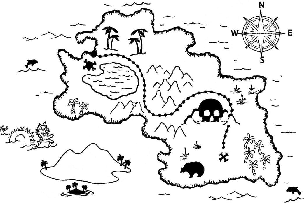 Free printable Treasure Map coloring page #211541 from Geography and Places collection Free printable Treasure Map coloring page #211541 from Geography and Places collection
