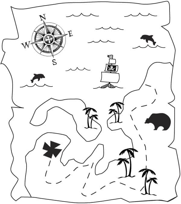 Free printable Treasure Map coloring page #211542 from Geography and Places collection Free printable Treasure Map coloring page #211542 from Geography and Places collection