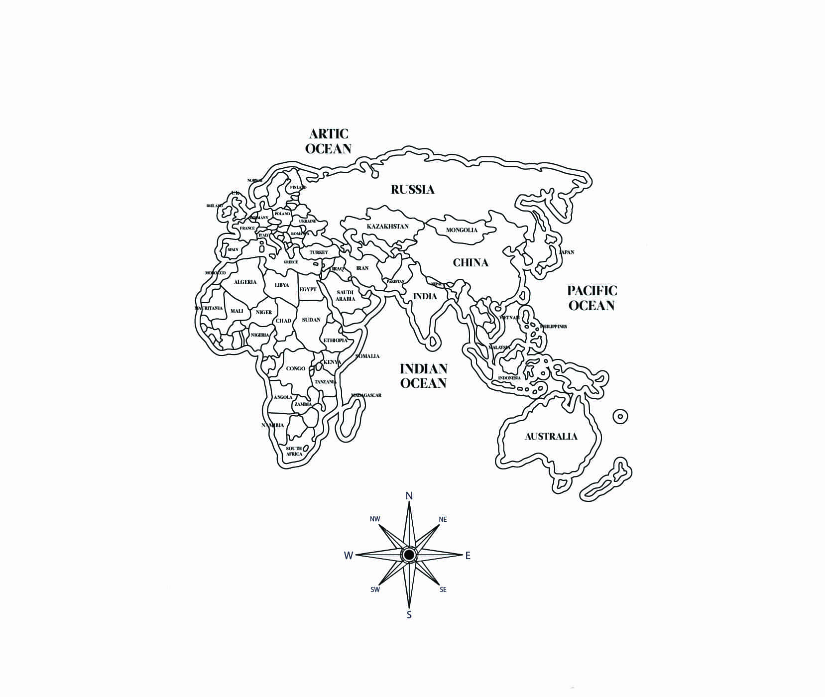 Free printable World Map coloring page #179905 from Geography and Places collection