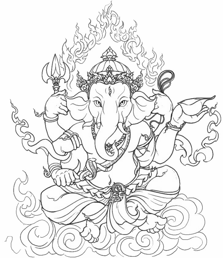 Coloring page: Hindu Mythology: Ganesh (Gods and Goddesses) #96902 - Free Printable Coloring Pages