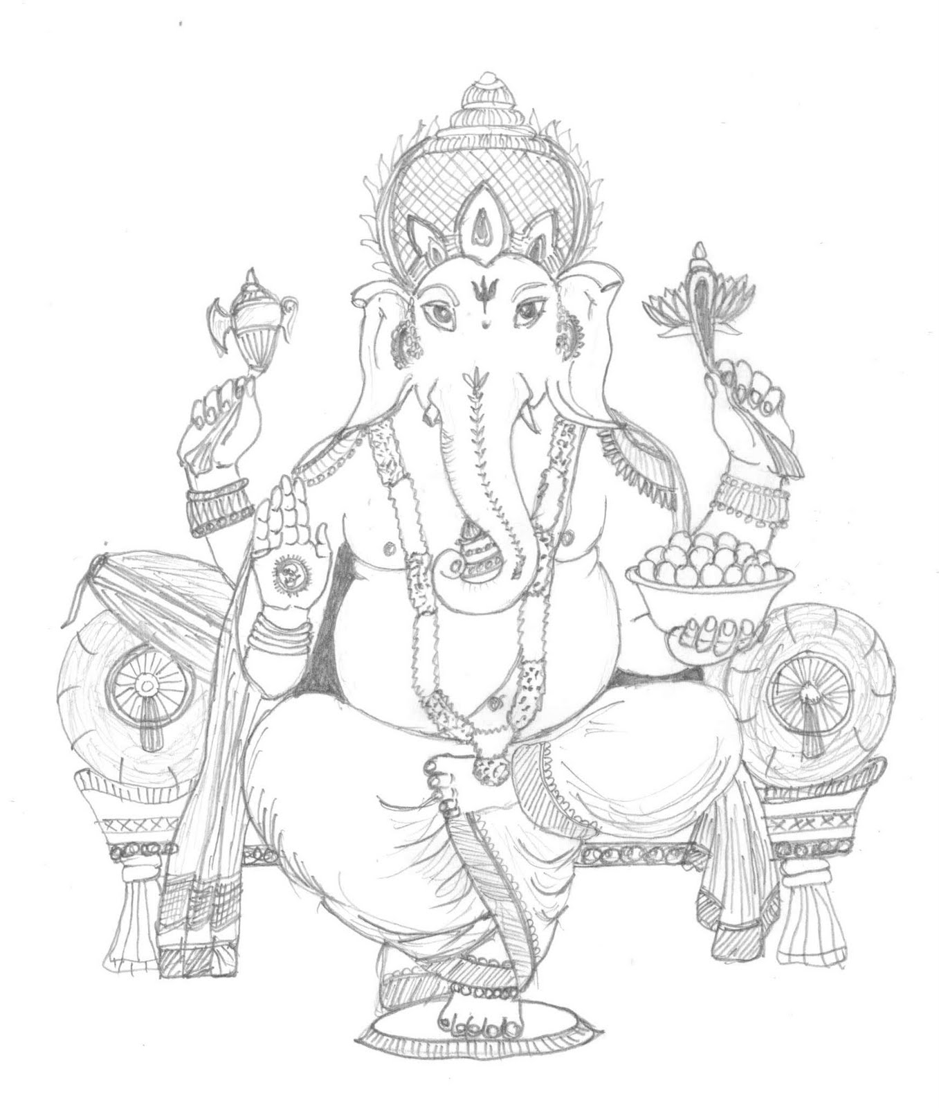 Ganesha Buddha illustration, Shiva Ganesha Drawing Deity Sketch, ganesha,  white, hand, monochrome png | PNGWing