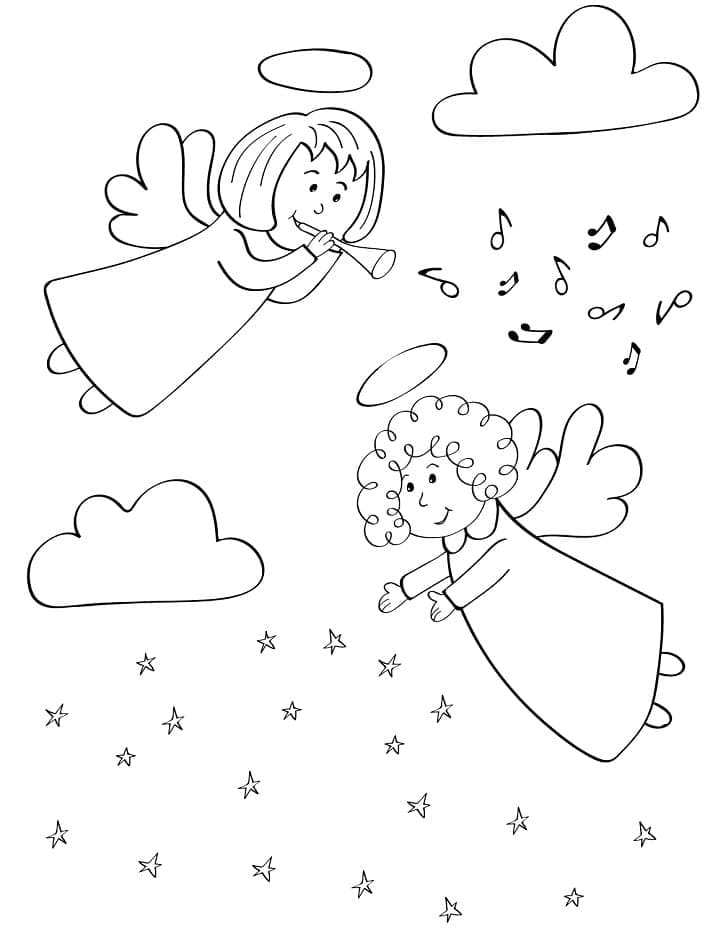 Free printable Christmas Angel coloring page #200071 from Holidays and Celebrations collection
