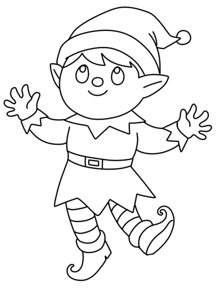 Free printable Christmas Elf coloring page #190320 from Holidays and Celebrations collection