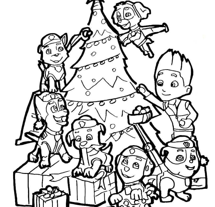 Free printable Christmas PAW Patrol coloring page #204284 from Holidays and Celebrations collection