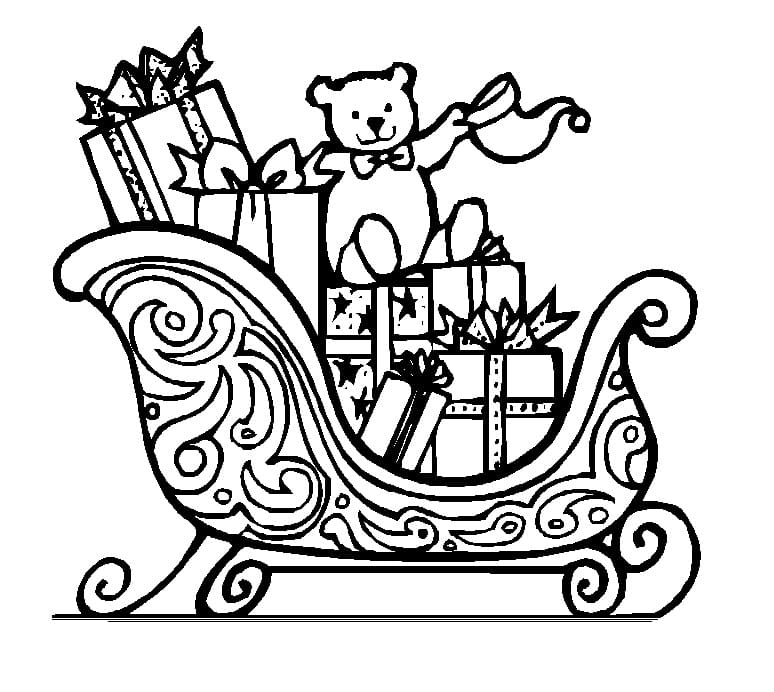 Free printable Christmas Sleigh coloring page #179595 from Holidays and Celebrations collection