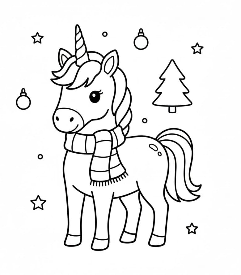 Free printable Christmas Unicorn coloring page #222186 from Holidays and Celebrations collection