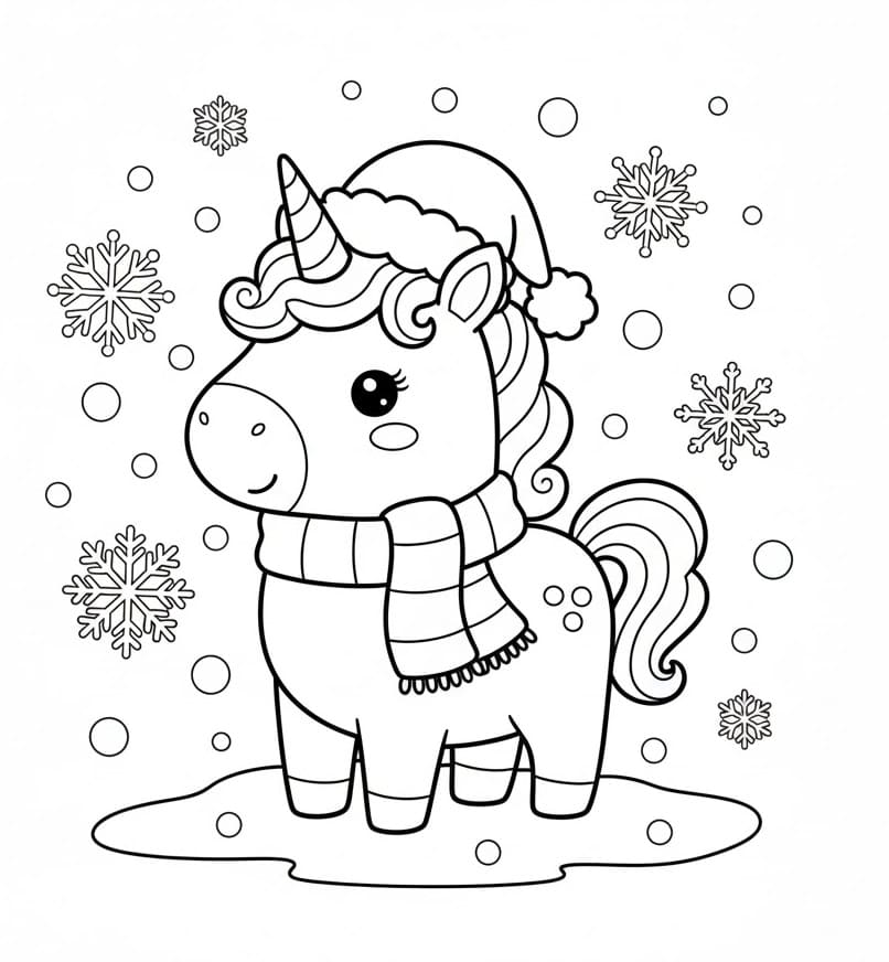 Free printable Christmas Unicorn coloring page #222202 from Holidays and Celebrations collection
