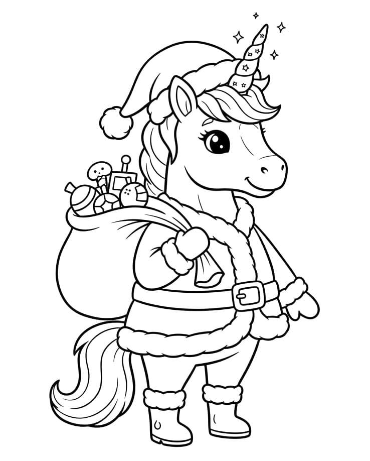 Free printable Christmas Unicorn coloring page #222211 from Holidays and Celebrations collection