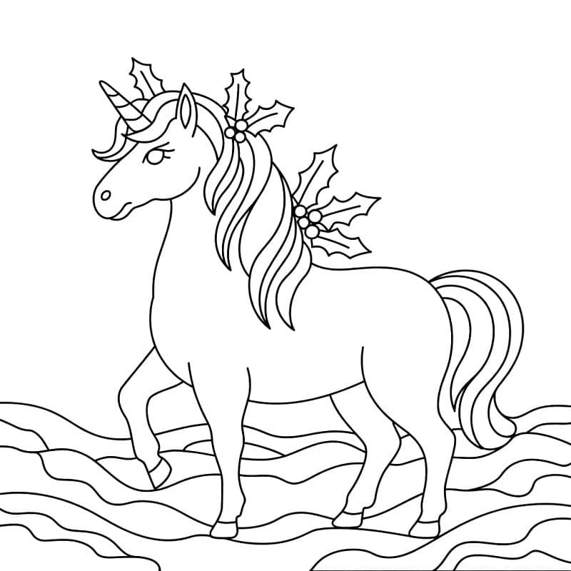 Free printable Christmas Unicorn coloring page #222216 from Holidays and Celebrations collection