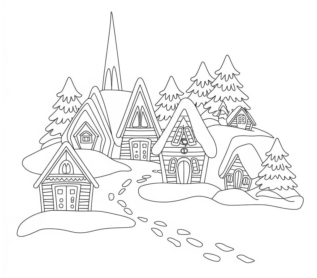 Free printable Christmas Village coloring page #217388 from Holidays and Celebrations collection