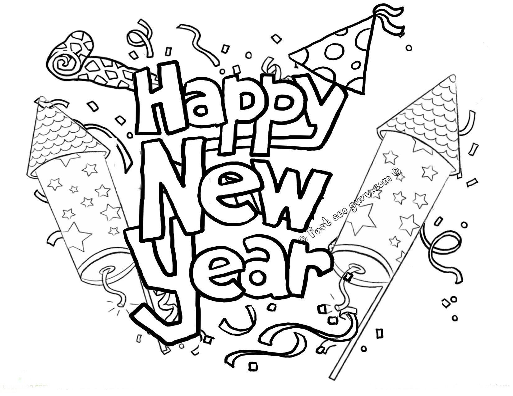 New Year (Holidays and Special occasions) Free Printable Coloring Pages