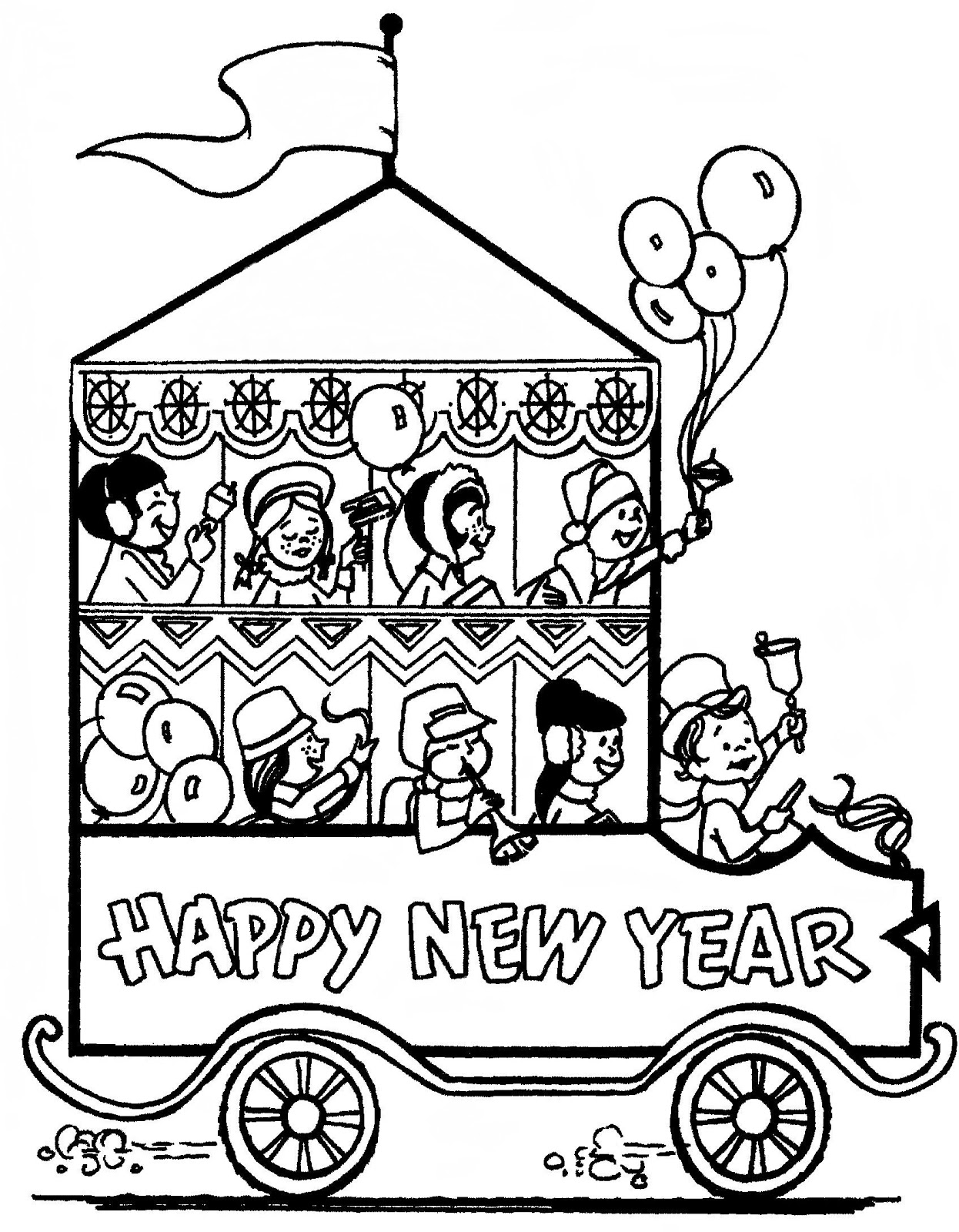 Coloring page: New Year (Holidays and Special occasions) #60960 - Free Printable Coloring Pages