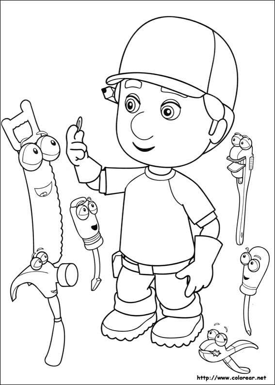 154 Simple Handy Andy Coloring Pages with Animal character