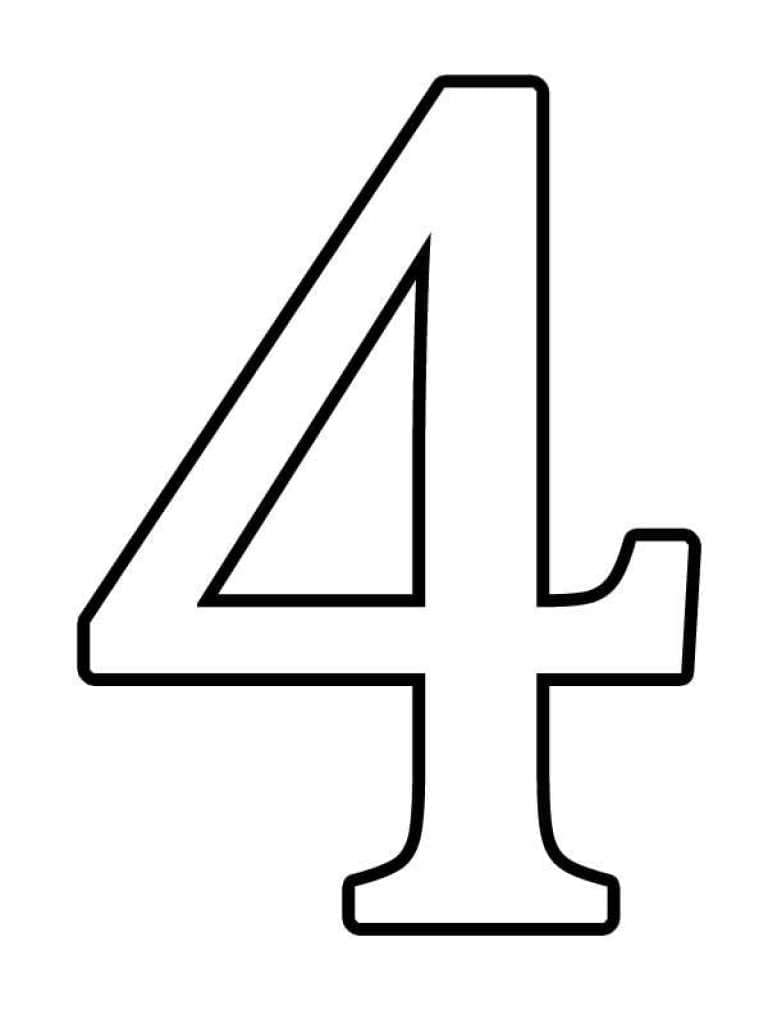Free printable Number 4 coloring page #221374 from Learning and Education collection