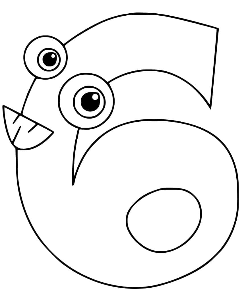 Free printable Number 6 coloring page #221425 from Learning and Education collection