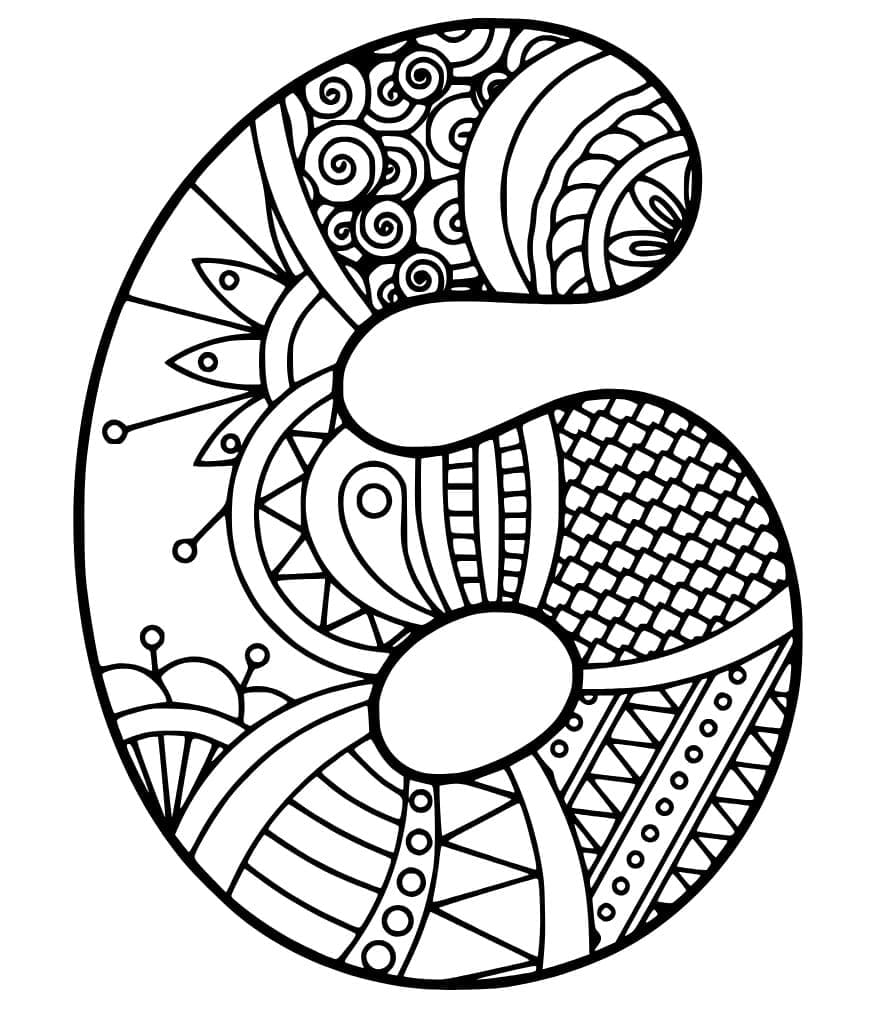 Free printable Number 6 coloring page #221426 from Learning and Education collection