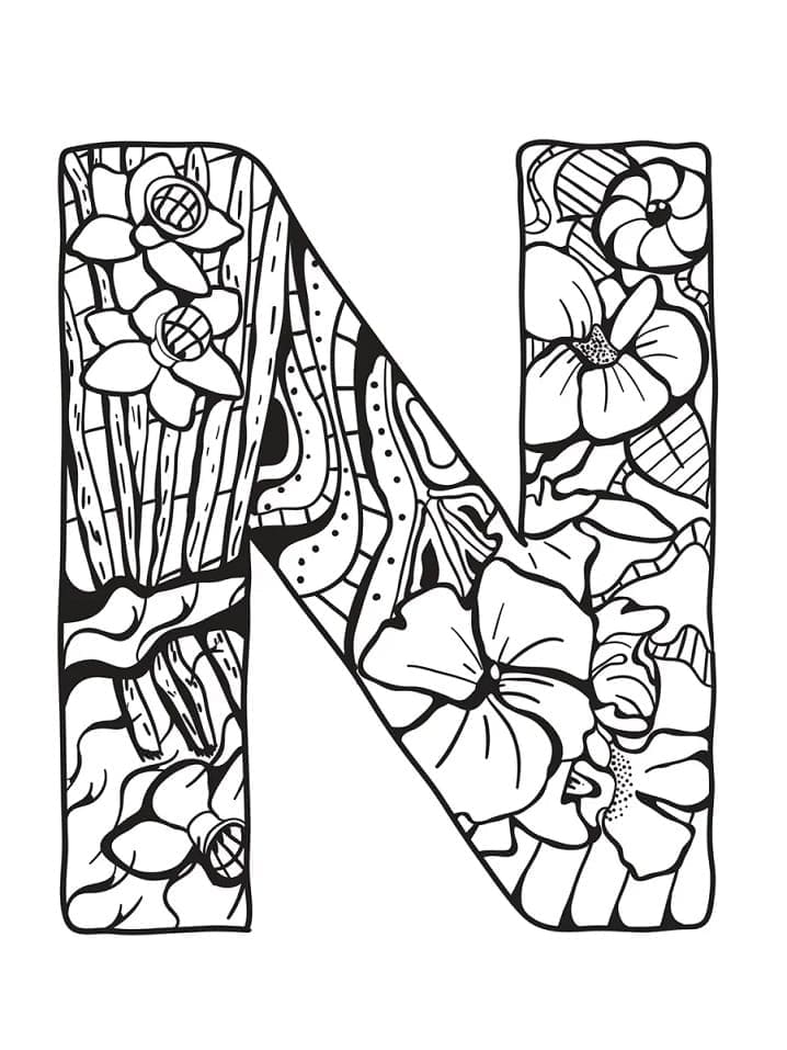 Free printable Letter N coloring page #194706 from Letters and Alphabet collection Free printable Letter N coloring page #194706 from Letters and Alphabet collection