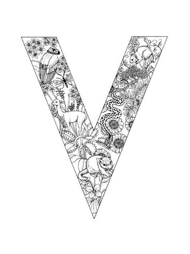 Free printable Letter V coloring page #194815 from Letters and Alphabet collection