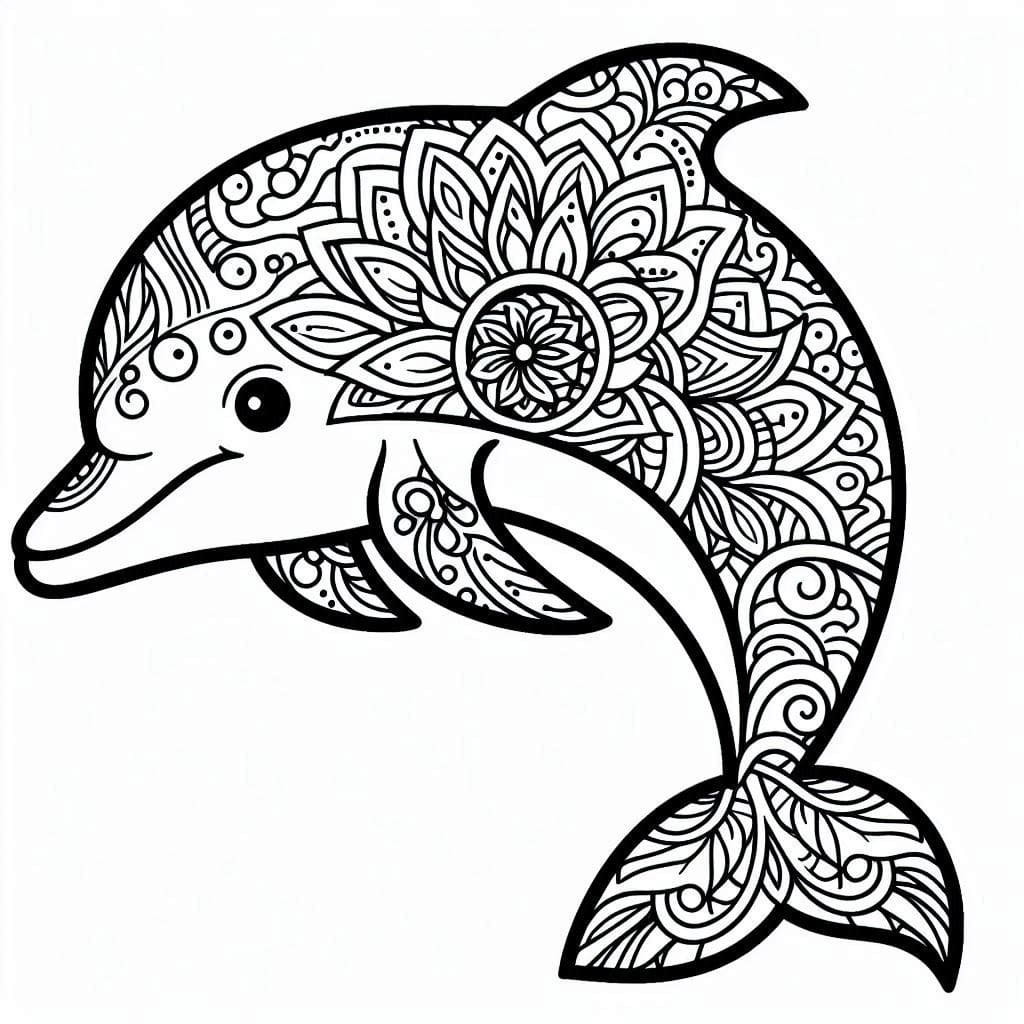 Coloring page: Dolphin Mandalas (Mandalas) #219067 - Free Printable Coloring Pages