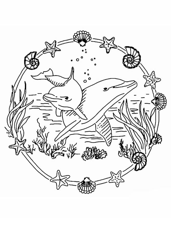 Coloring page: Dolphin Mandalas (Mandalas) #219075 - Free Printable Coloring Pages