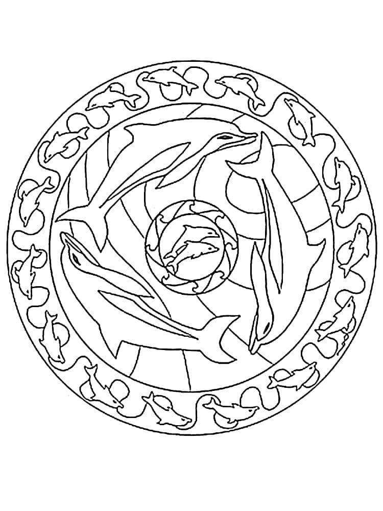Coloring page: Dolphin Mandalas (Mandalas) #219079 - Free Printable Coloring Pages