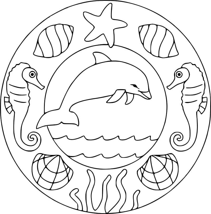 Coloring page: Dolphin Mandalas (Mandalas) #219080 - Free Printable Coloring Pages