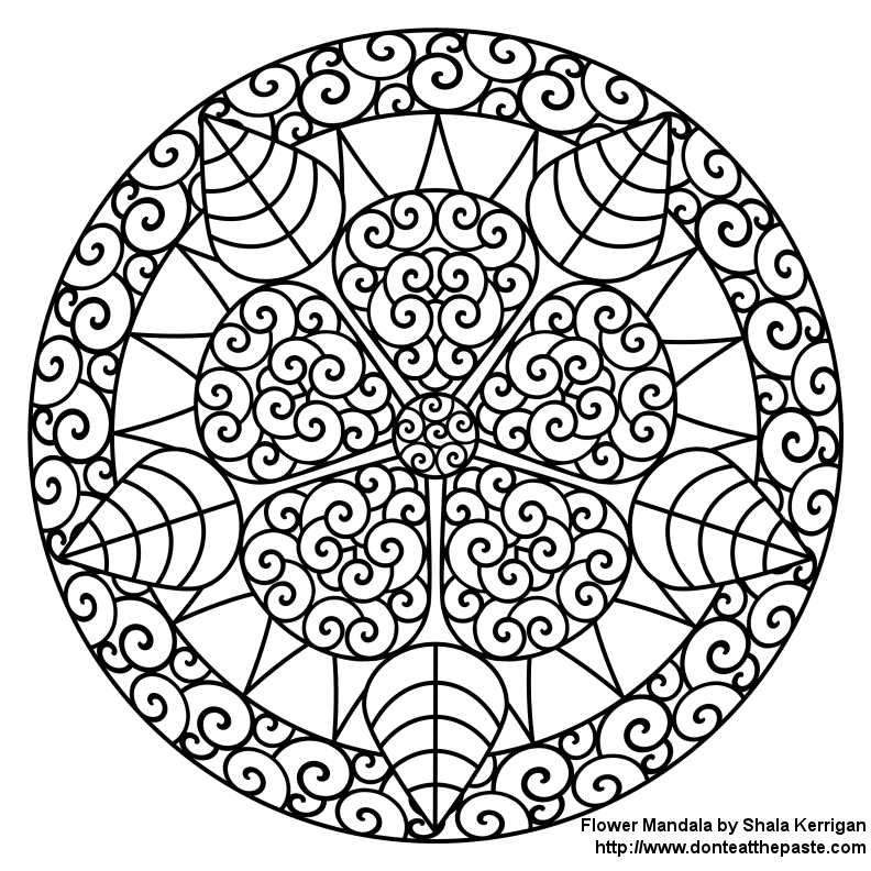 Coloring page: Flowers Mandalas (Mandalas) #117036 - Free Printable Coloring Pages