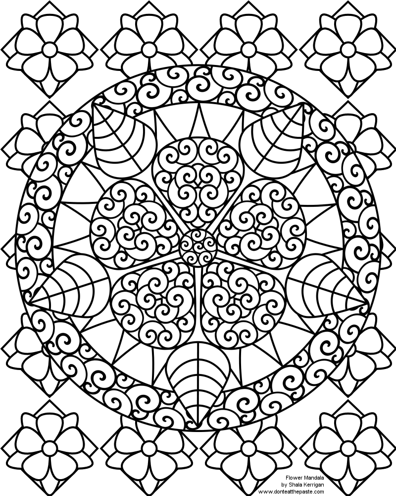 Coloring page: Flowers Mandalas (Mandalas) #117046 - Free Printable Coloring Pages