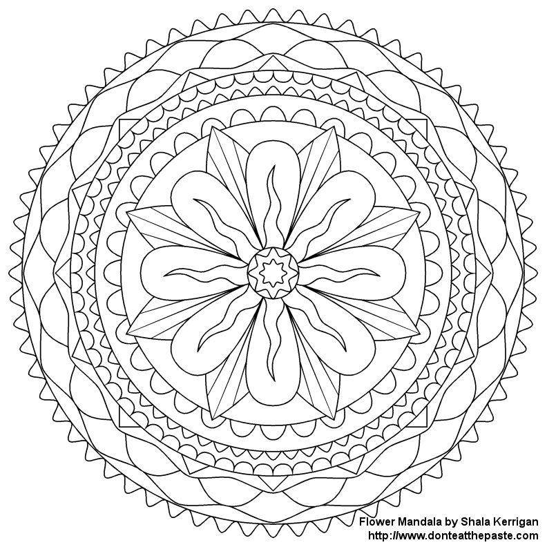 Coloring page: Flowers Mandalas (Mandalas) #117072 - Free Printable Coloring Pages