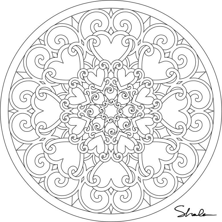 Coloring page: Heart Mandalas (Mandalas) #116681 - Free Printable Coloring Pages