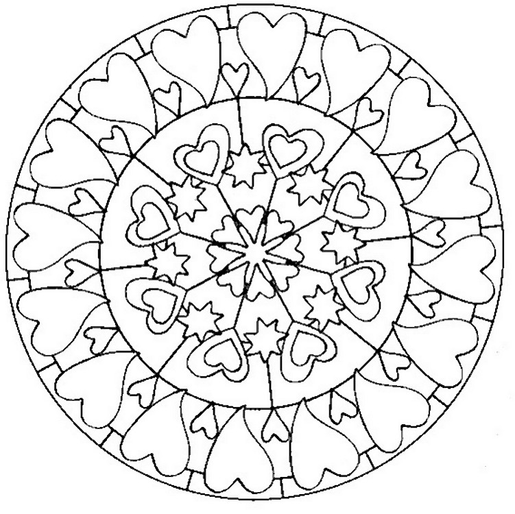 Coloring page: Heart Mandalas (Mandalas) #116689 - Free Printable Coloring Pages