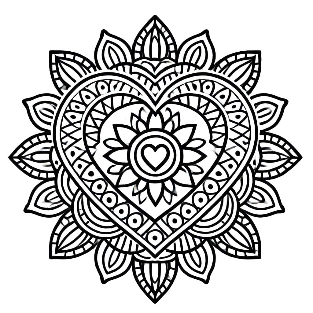 Coloring page: Heart Mandalas (Mandalas) #218158 - Free Printable Coloring Pages