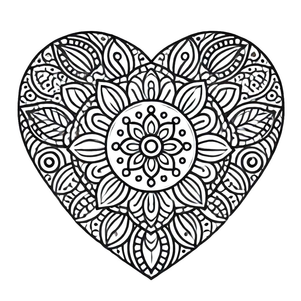 Coloring page: Heart Mandalas (Mandalas) #218161 - Free Printable Coloring Pages