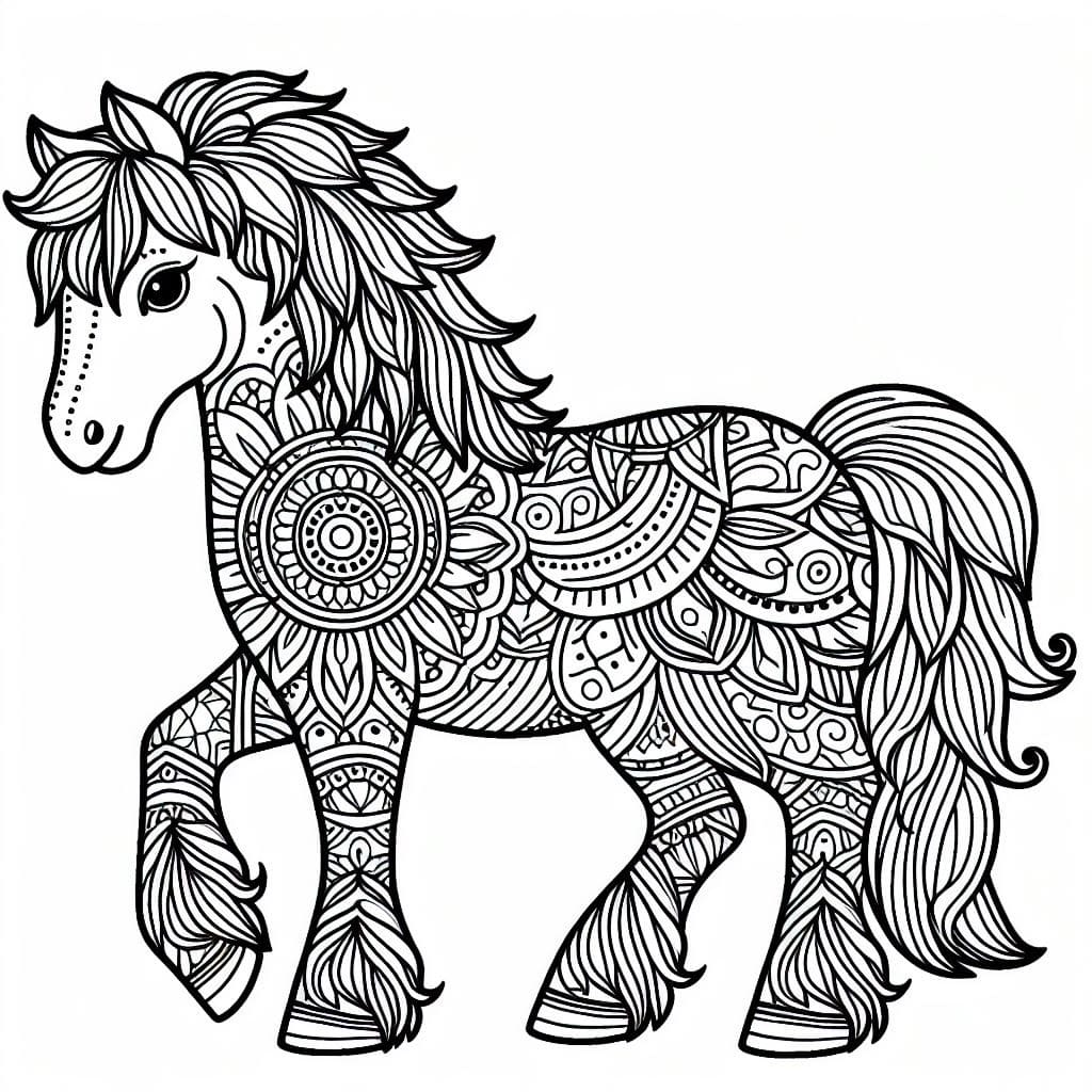 Coloring page: Horse Mandalas (Mandalas) #213427 - Free Printable Coloring Pages