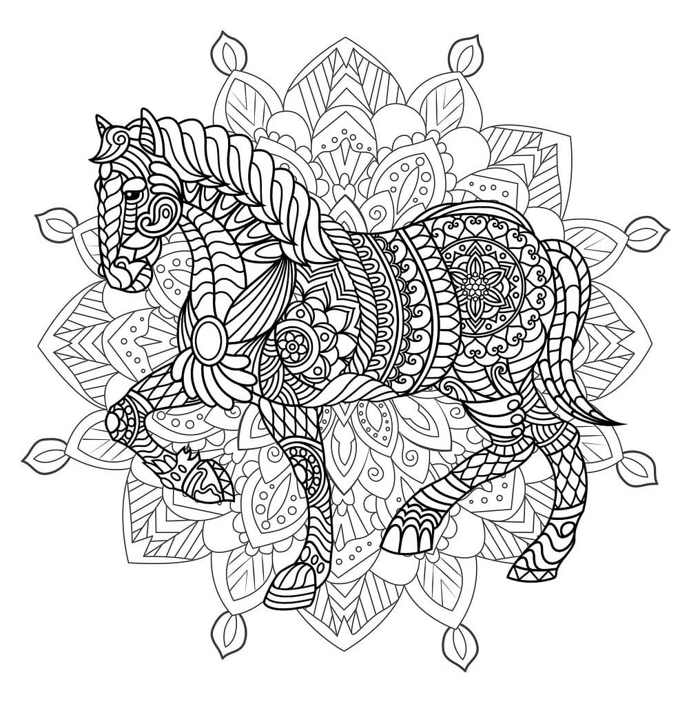 Coloring page: Horse Mandalas (Mandalas) #213440 - Free Printable Coloring Pages