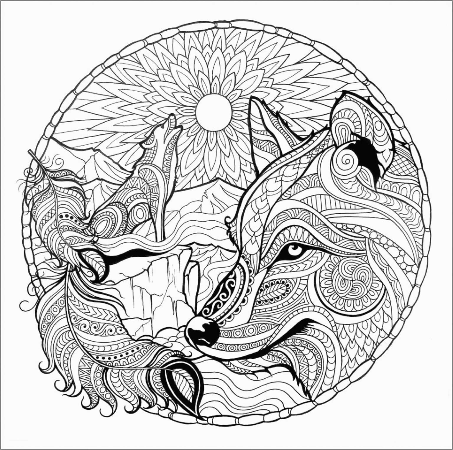 Free printable Wolf Mandalas coloring page #214322 from Mandalas collection Free printable Wolf Mandalas coloring page #214322 from Mandalas collection